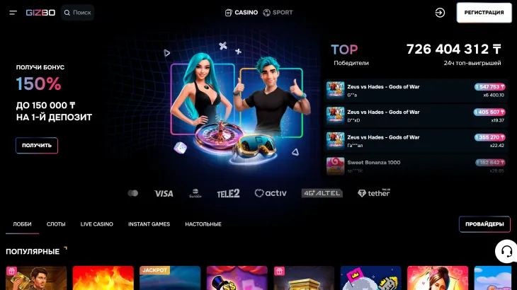 Главная страница Gizbo Casino